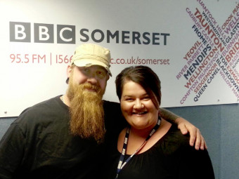 Wessex Beardsman Andy Teague with BBC Somerset's Emma Britton - Click to enlarge